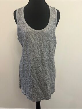 DKNY Gray Sequin Scoop Neck Tank